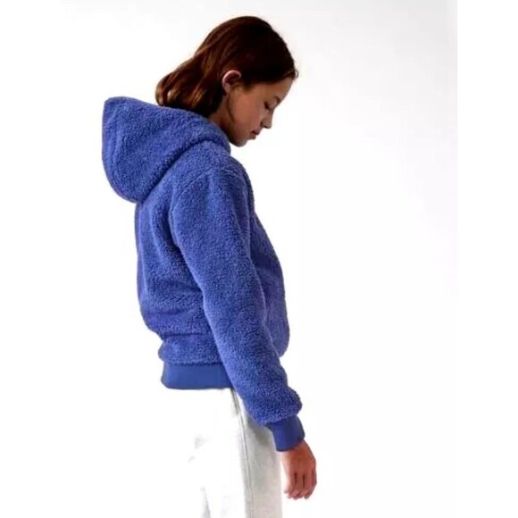 NWT Athleta Girls So Snug Sherpa Hoodie 2.0 Blue Size Large - 12. - Picture 3 of 10